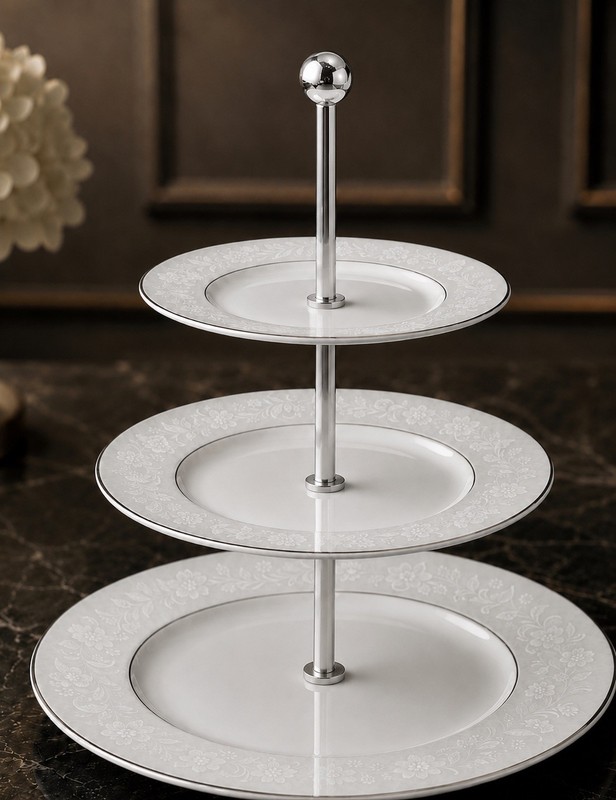 Noritake Ranier #6909 3-Tier Serving Stand / Dessert Tray – Handcrafted