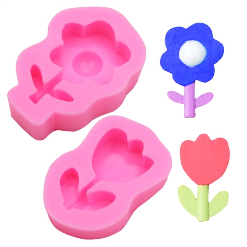Tulips Little Flower Shape Baking Manual Mold Grade Silicone Fondant Mould gallery
