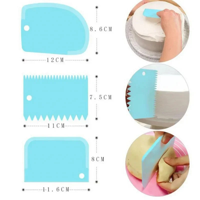 3Pcs Cake Scraper Smoother Set Icing Spatula Dough Scraper Baking Tool gallery