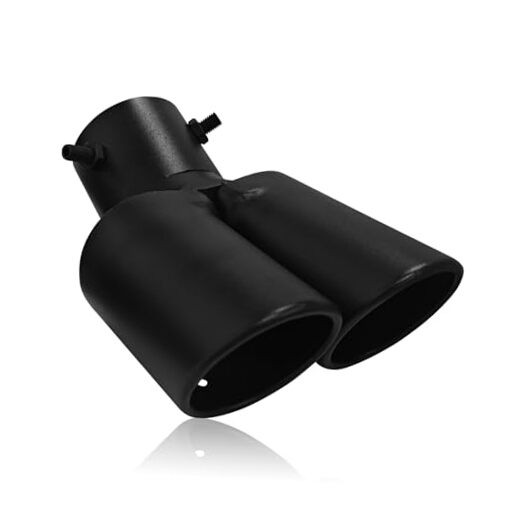 Exhaust Tip Dual Muffler Exhaust Tips, Double Outlet Bending Muffler Tail Black