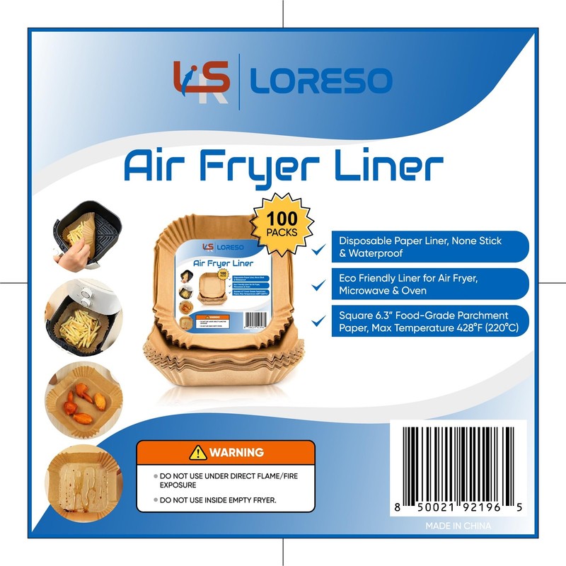 Air Fryer Liners Disposable Parchment Paper, Square 2-5QT6.3"-100CT, Brown gallery