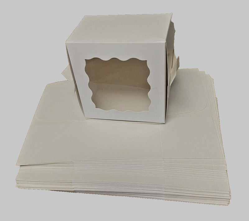 White Single SMALL Cupcake Boxes Window 4"x 4"x 2.5" - 29 Individual boxes NEW gallery