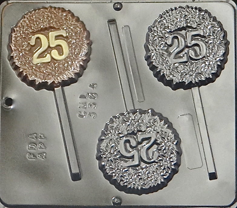 “25” 25th Anniversary Lollipop Chocolate Candy Mold NEW 3384