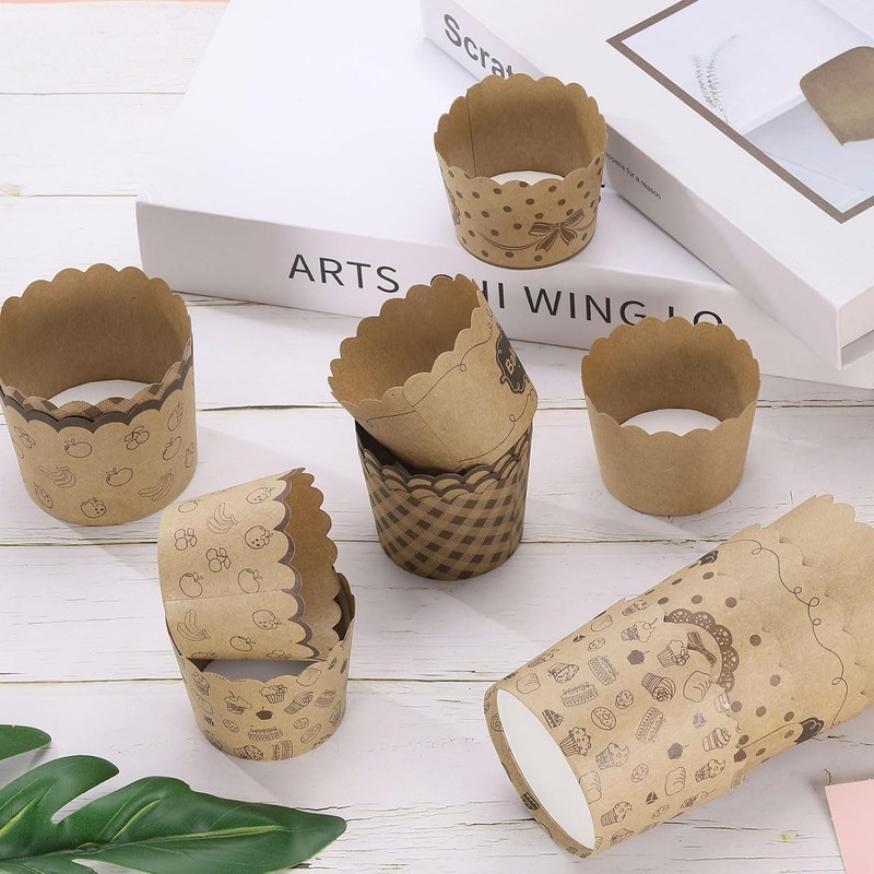 150Pcs Paper Baking Cups 6oz Brown Kraft Paper Muffins Liners gallery