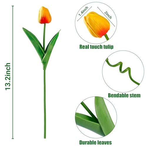 Fake Tulips Artificial Flowers Real Touch PU Faux Flowers Tulip 30 Pcs Mixed 1 gallery