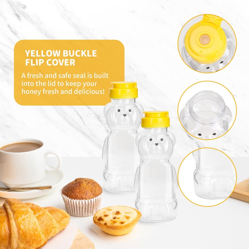 12 Pack Honey Bear Bottle 12 oz, Reusable Plastic Honey Bear Jars Bulk with Y... gallery