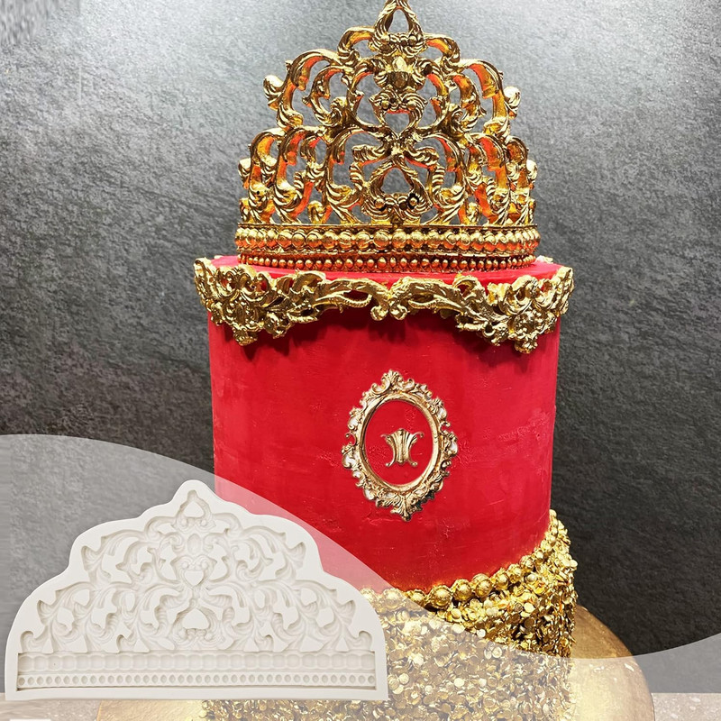 Crown Fondant Molds, 3 Pcs, Baroque Photo Frame Silicone Molds, Chocolate Mould gallery