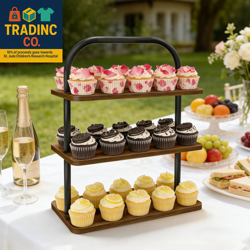 Cupcake Stand, 3 Tier Wood Cupcake Stand for 50 Cupcakes Large Dessert Stand Cup gallery