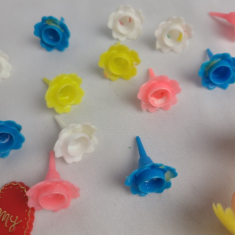 Vintage Lot Cupcake Cake Toppers Picks Birthday Valentine's Clowns Flowers 43 Pc gallery