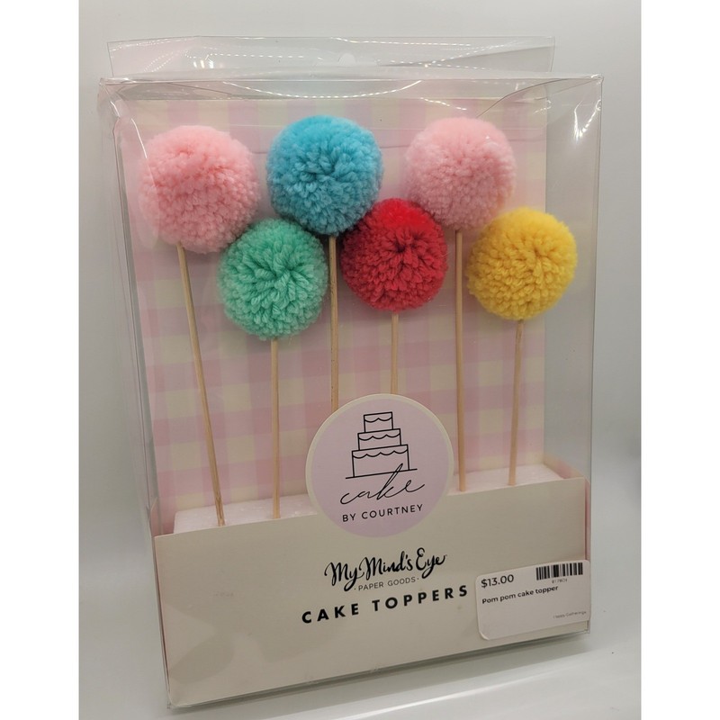 My Mind's Eye Pom Pom Cake Topper Set Cake by Courtney 6 Pc New in Box Colorful gallery