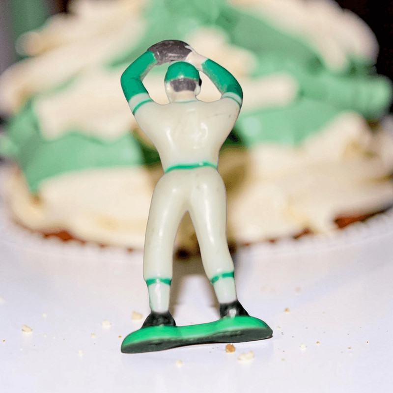 Vintage 1980s Wilton Baseball Player Pitcher Green Cake Topper Figure 1.25” A53 gallery