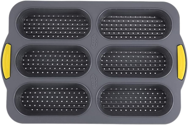 Hot Dog Bun Pan,6 Cavity Bread Loaf Pan,Silicone Hotdog Bun Mold,Nonstick & Heat gallery