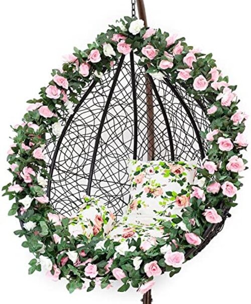 2 Pack (16FT) Artificial Rose Vine Flowers Plants Fake Flower Vine for Pink gallery