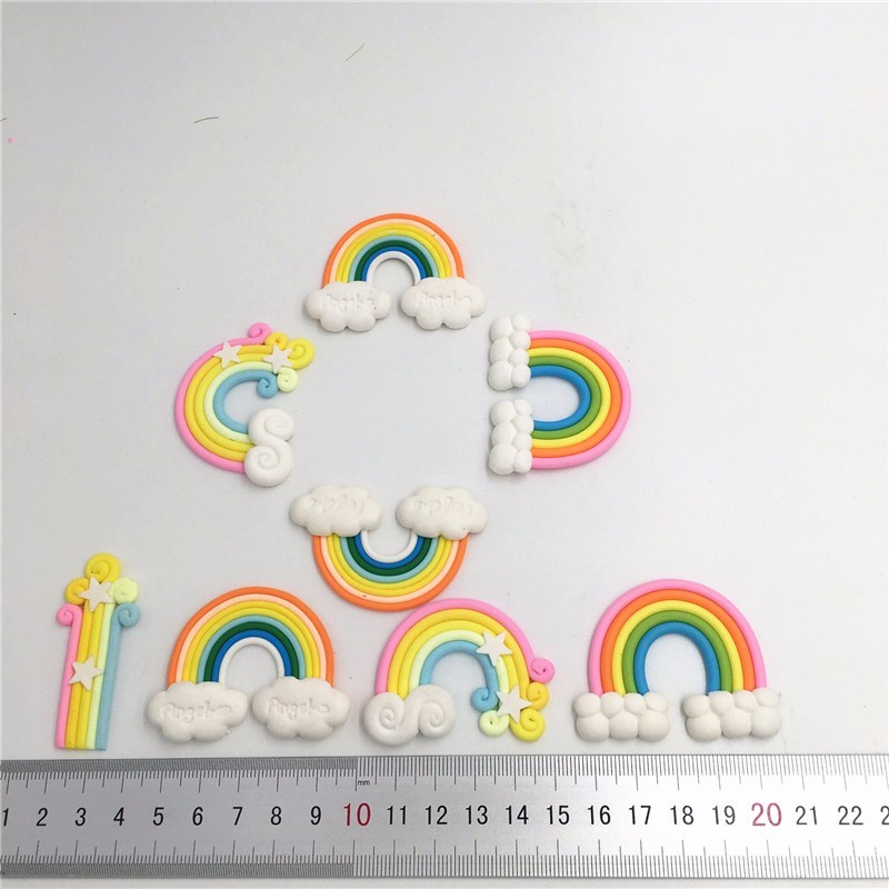 Polymar Clay Rainbow Cake Toppers Set Of 5 1-1/2" - 2-1/2" gallery