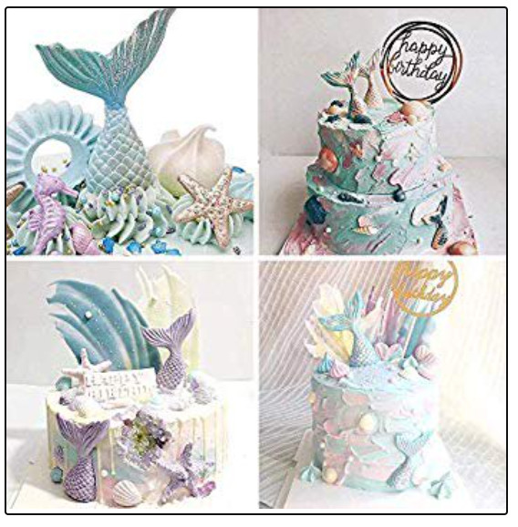Mermaid Silicone Mold Seashell Mermaid tail Fondant Seahorse Starfish 4pc N08 gallery