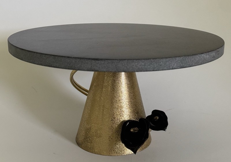 Michael Aram Calla Lily Midnight Black Marble Cake Stand gallery