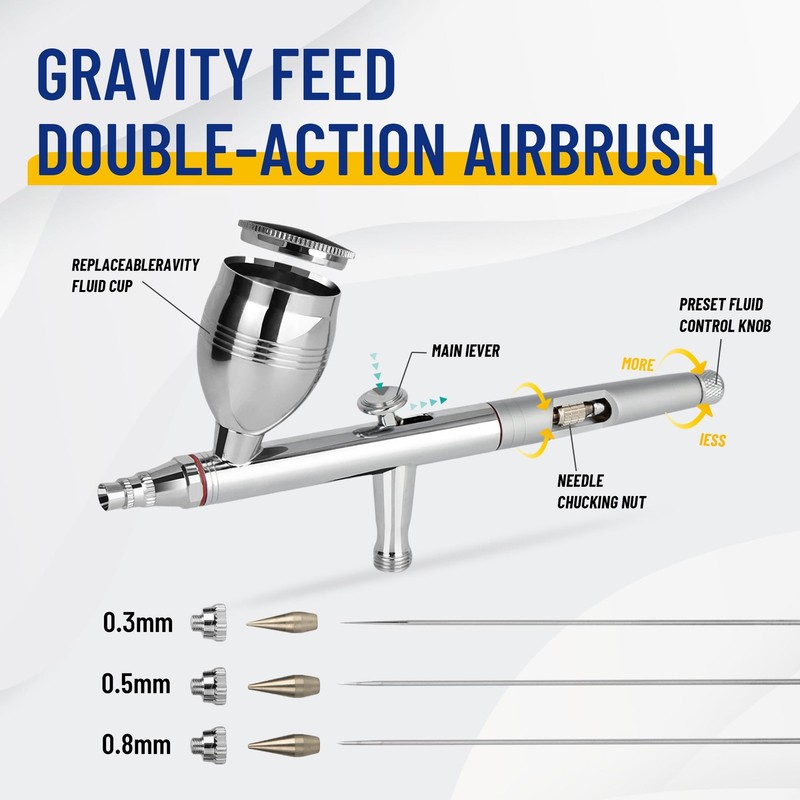 Timbertech Multi-Purpose Airbrush Set, AG-183K Dual-Action Gravity Feed Black gallery