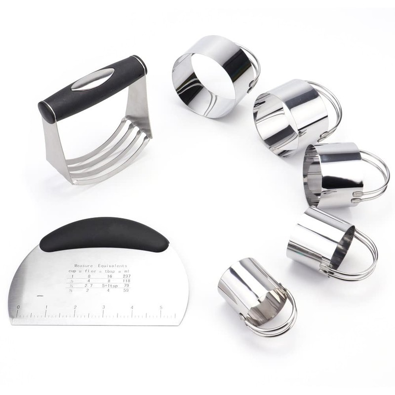 Pastry Cutter, Dough Blender, 3 Cup Flour Sifter and Biscuit Cutter, 8 Pieces... gallery