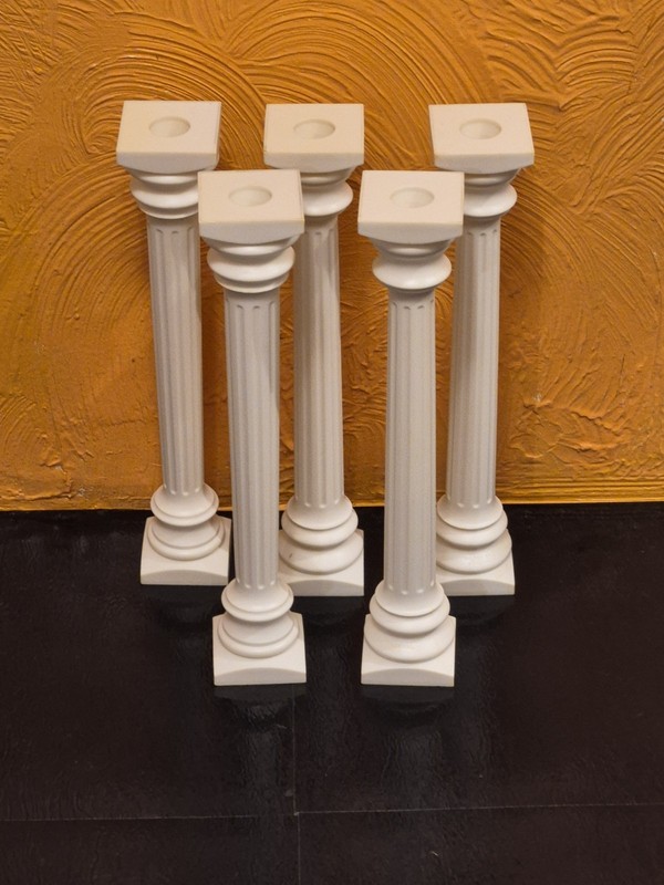 5 Vintage Large Wilton Cake Columns Pillars 15 Inches Pre-owned