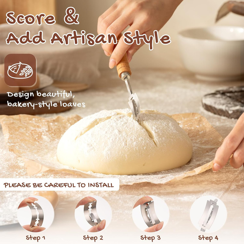 Sourdough Starter Kit with round & Oval Banneton Bread Proofing Basket, Starter gallery