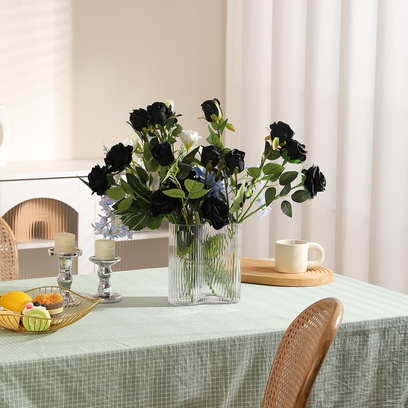 Hawesome 12PCS Artificial Silk Roses Bouquet Long Stem Realistic Flowers Home De gallery