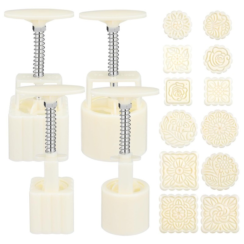 14pcs Traditional Hand Press Mooncake Mold Set – Chinese Pastry Molding Tool …