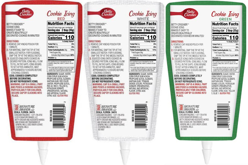 Betty Crocker Decorating Cookie Icing - 3 Pack- Red Green White 7 oz gallery