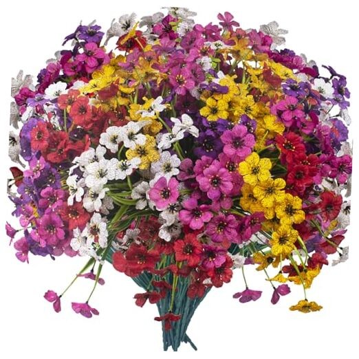 Grunyia 20 Bundles Artificial Flowers, Outdoor Indoor UV Resistant Fake