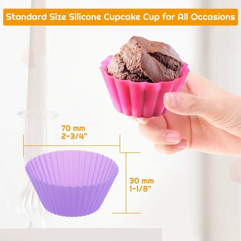 54 Pack Silicone Muffin Cups, Silicone Cupcake Baking Cups Reusable Muffin Li... gallery