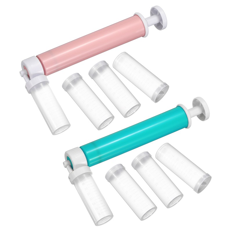 2Pcs Manual Air Brush for Cake Decorating, Cake Air Brush Kit, Pink/Blue