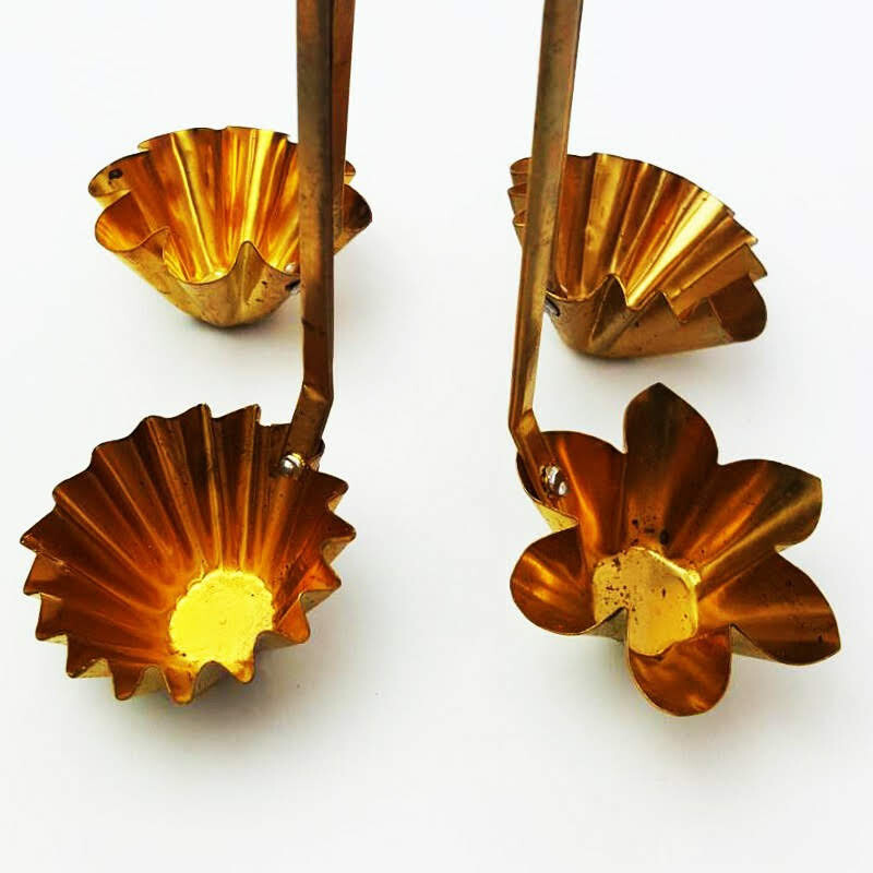 4 Cups KraThong Tong Traditional Dessert Brass Mold Wooden Handle Kitchen Tool gallery