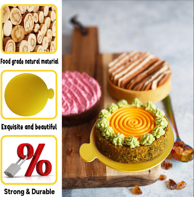 Mini Cake Boards, Gold Cake Boards Food-Graded Cake Base, Gold Circle Base 3.1 I gallery