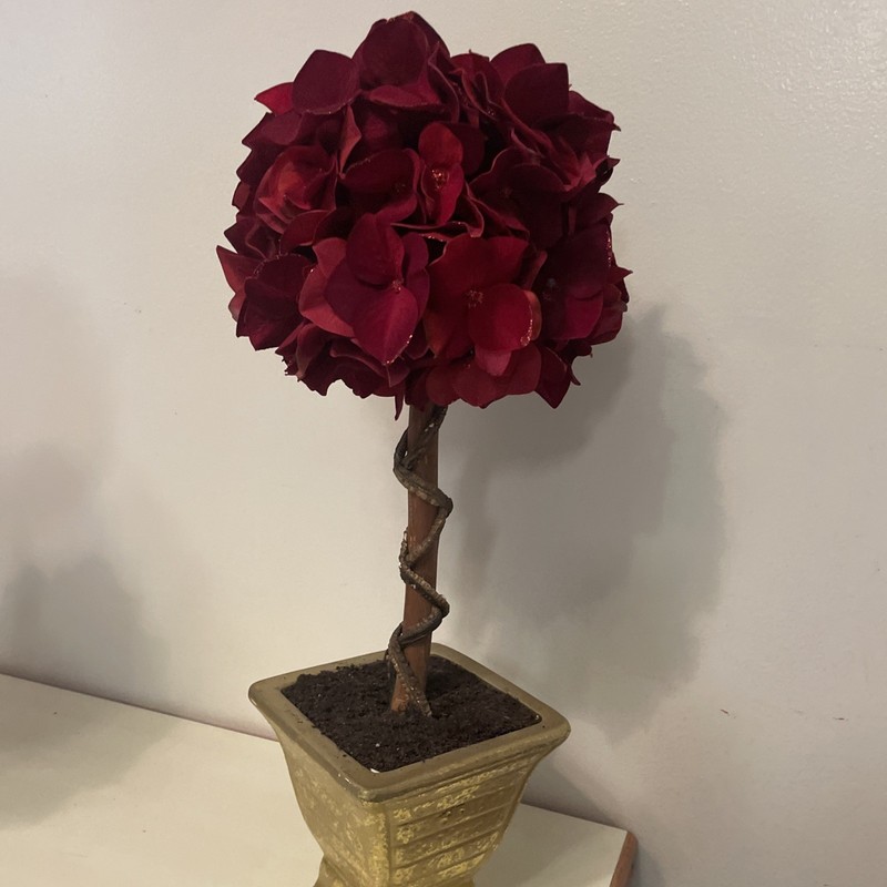 Winward Style Hydrangeas Home Holiday Hydrangea Flowers In Gold Pot. 18” T EUC