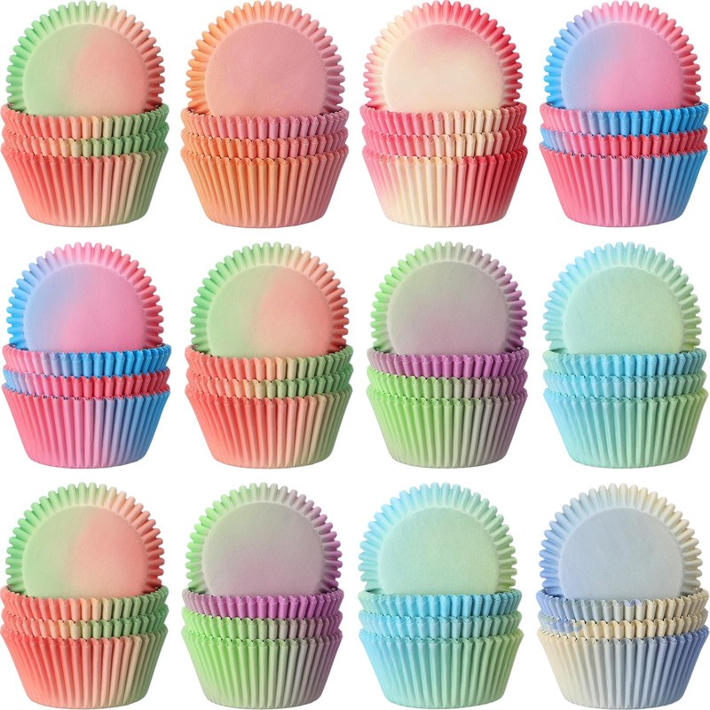 900 Pack Colorful Cupcake Liners Bulk, Pastel Cupcake Baking Liners Gradient ...