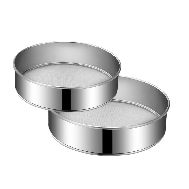 2 Pack Flour Sifter,Stainless Steel Fine 8″/60 mesh and 10″/40 mesh, Silver