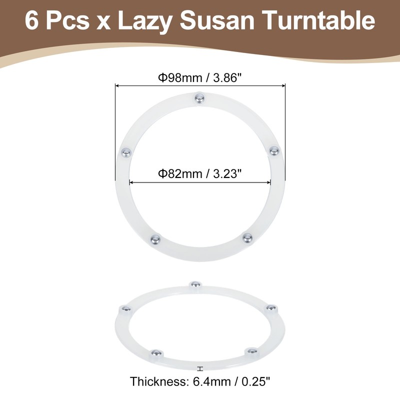 6Pcs 4 Inch Rotating Swivel Stand with Steel Ball Bearings, White, 5 Balls gallery