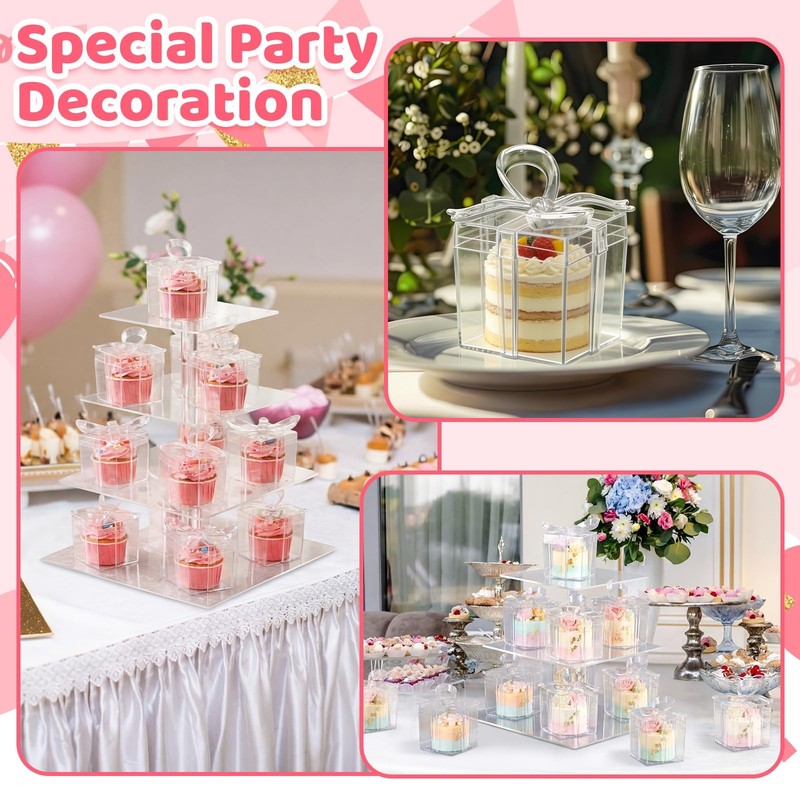 Novabright 24 Pcs Mini Clear Gifts Boxes with Bow 2.3x2.3x2.3 Inches Plastic ... gallery