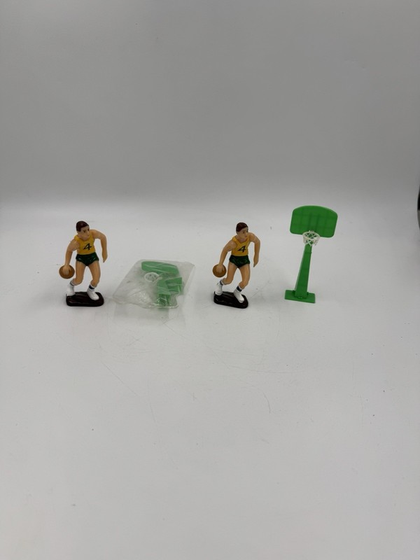 2 Vtg Wilton Basketball Player w/ Green Goal Post Wearing #4 Jersey Cake Topper