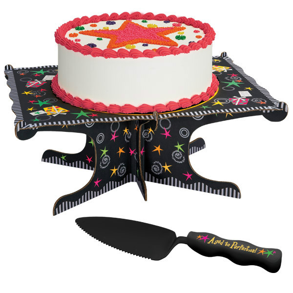 ADULT BIRTHDAY CAKE STAND & SERVER WILTON Party Sheet 40th Over the Hill NEW