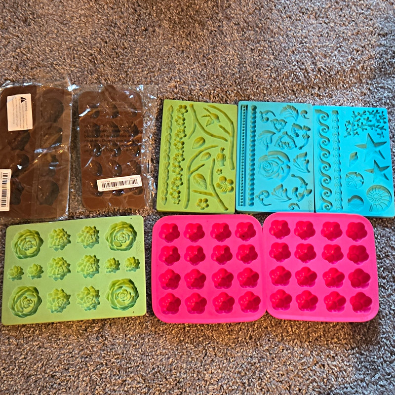 Wilton Silicone Easter Flower Chocolate Mold Lot 8pc Flower Leaf Shell Starfish