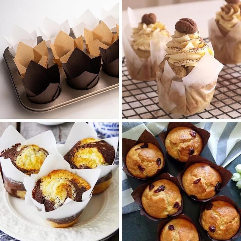 Tulip Cupcake Liners 200 Pack Greaseproof Muffin Baking Cups Parchment gallery