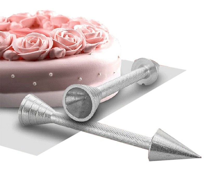 Cake Decorating Rod Aluminum Piping Cone Cream Rose Supporter Tool 2 Pack