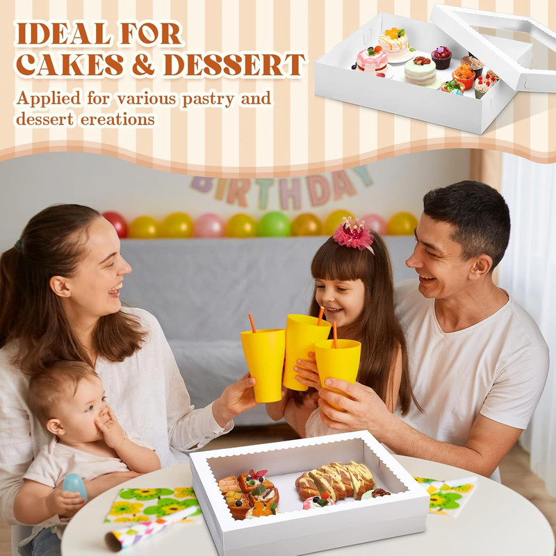 10 Pcs 14X10X4 Inch 1/4 Sheet Cake Boxes 5Pcs Large Rectangle Bakery Boxes with gallery