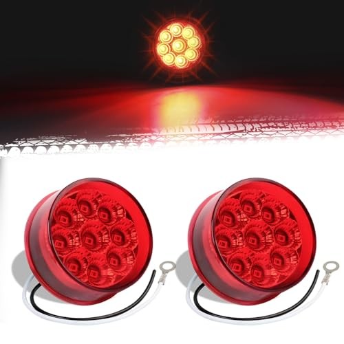 2 Pcs 2 inch Round Red 9LED Side Marker Clearance Lights with Red (2 Pcs) gallery