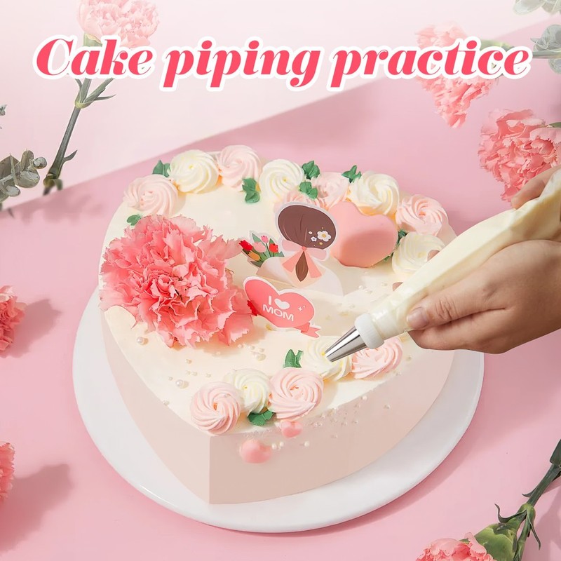 Compact White Foam Heart Cake Dummy for Decorating Practice and Event Displays gallery