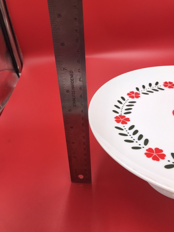 Vintage Lillian Vernon White Heart and Flowers Cake Stand 1984 Valentine's Day gallery