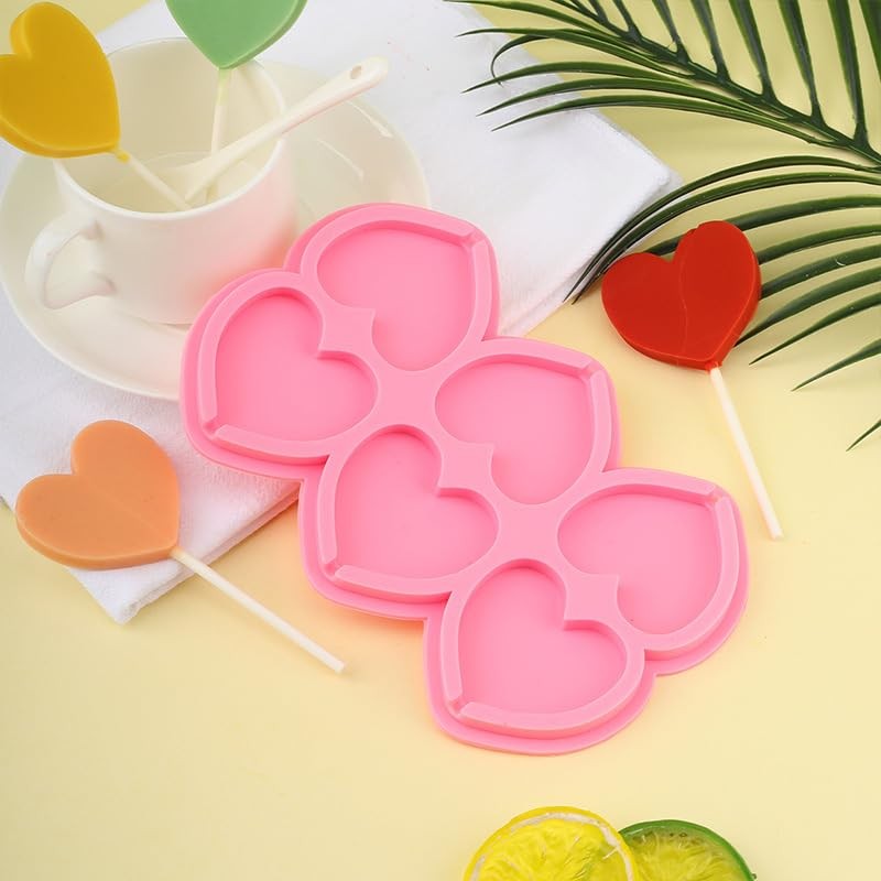 Heart Lollipop Molds 2 PCS 6 Hole Silicone Chocolate Candy With 20 Sticks gallery