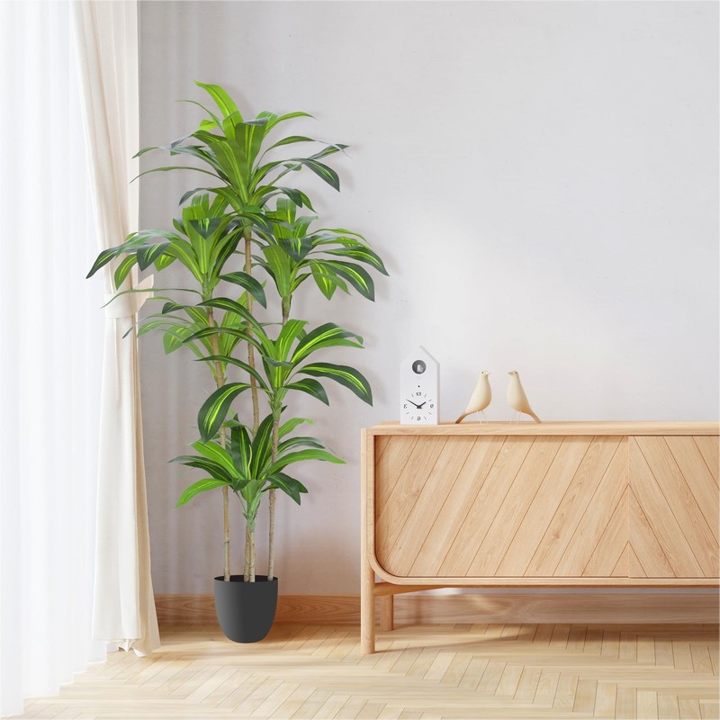 Waoops Artificial Plants 5.3Ft Dracaena Fragrans Faux Trees 7 Heads Fake Tree gallery