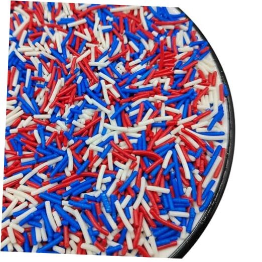 Patriotic Jimmies Sprinkles, Edible Jimmy Sprinkles Crunchy Red Blue White