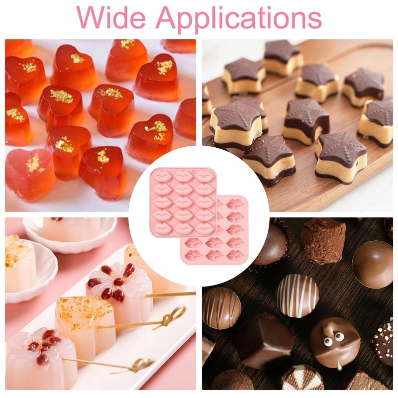 2pcs Lip Shape Mouth Silicone Mold Pink for Chocolate DIY Cake Sugarcraft Making gallery